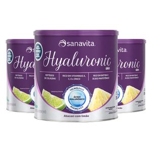 KIT 3X Hyaluronic Skin Piña con Sabor Limón 300g - Sanavita