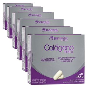 KIT 6X Colágeno Tipo 2 não hidrolisado (40mg) 30 Cápsulas - Sanavita