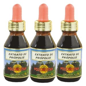 KIT 3X Extrato de Própolis Verde 11% Extrato Seco 43% Brix 30ml - Polenectar