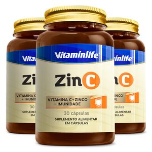 Kit 3x Zin C (zinc 28mg+ vit C 500mg) 30 Cápsulas - Vitaminlife