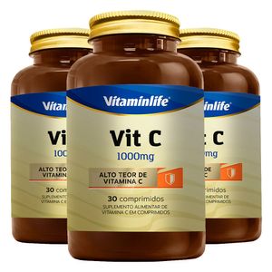 Kit 3x Vitamina C (1000mg) 30 Comprimidos - Vitaminlife