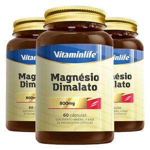 Kit 3X Magnésio Malato Puro 60 Cápsulas - Vitaminlife