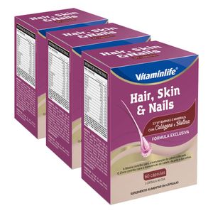 KIT 3X Cabello, Piel y Uñas (Vitaminas, Minerales, Colágeno y Biotina) 60 Cápsulas - Vitaminlife