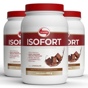 Kit 3x Isofort (Whey Protein Isolado) Chocolate 900g - Vitafor