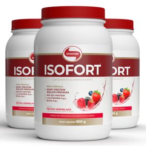 Kit 3x Isofort (Whey Protein Isolado) Frutas Vermelhas 900g - Vitafor