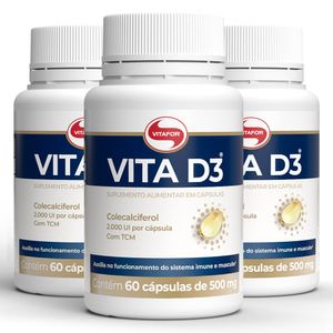 Kit 3x Vita D3 2000 UI (500mg) 60 Cápsulas - Vitafor