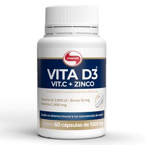 Vitamina D3 com Vitamina C e Zinco (1000mg) 60 Cápsulas - Vitafor