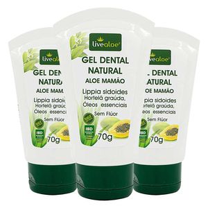 Kit 3x ALoe Papaya Gel Dental Natural (Lippia sidoides, Menta Grande, Aceites Esenciales) sin Flúor 70g - LiveAloe