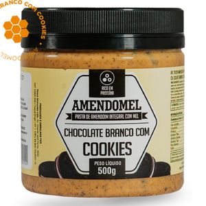 Pasta Amendomel Sabor Chocolate Branco Com Cookies 500g - Amendomel