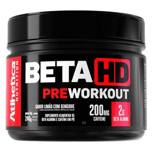 Beta HD Pre Workout (Cafeína, Beta Alanina) Sabor Limão Com Gengibre 240g - Athletica Nutrition