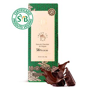 Barra de Chocolate 56% Cacau (Sem Açúcar, Lactose e Glúten) 80g - Haoma