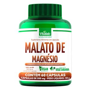 Malato de Magnésio Puro (500mg) 60 Cápsulas Vegetarianas - Vitalab