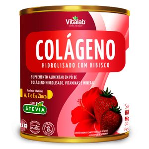 Colágeno Hidrolisado Sabor Hibisco e Morango 300g - Vitalab