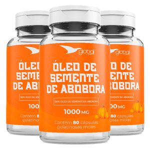 Kit 3x Aceite de Semilla de Calabaza (1000mg) 80 Cápsulas - Global Suplementos