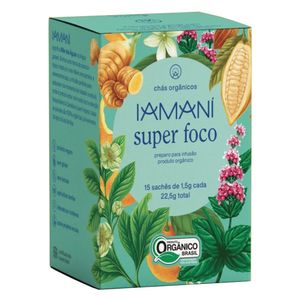 Chá Super Foco - Orgânico (Chá verde, Gengibre, Cacau,  Hortelã e Casca de Laranja) 15 Sachês de 1,5g - Iamani