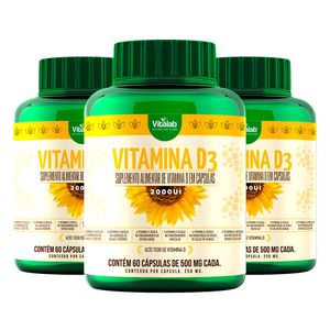 KIT 3X Vitamina D3 (2000UI) 60 Cápsulas - Vitalab