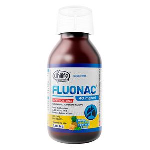 Fluonac (Acetilcisteína) Líquido Sabor Abacaxi, Hortelã e Mel 120ml - Unilife