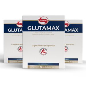 Kit 3x Glutamax 100% L-Glutamina 30 Sachês de 5g - Vitafor