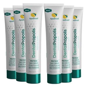 Kit 6x Gel dental de Própolis Verde (Sem Flúor e Sem Abrasivo) 80g - Apis Brasil