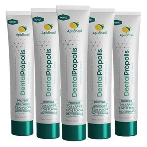 Kit 5x Gel dental de Própolis Verde (Sem Abrasivo e Sem Flúor) 80g - Apis Brasil