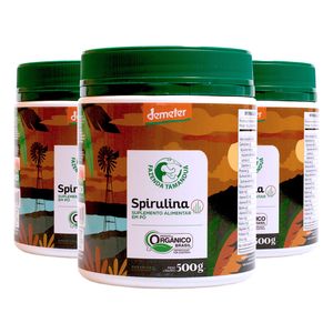 Kit 3x Spirulina Orgânica Certificada 500g em Pó - Fazenda Tamanduá