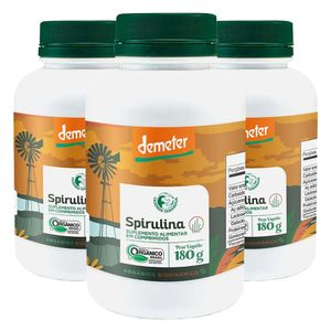 Kit 3x Spirulina Orgânica 180g 360 Comprimidos - Fazenda Tamanduá