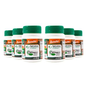 Kit 6x Spirulina Orgânica 45g 90 Comprimidos - Fazenda Tamanduá