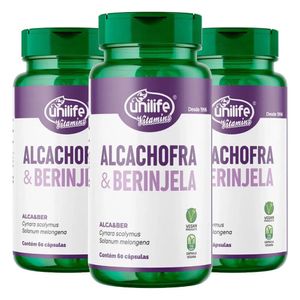 Kit 3x Alcachofra com Berinjela (400mg) 60 Cápsulas Vegetarianas- Unilife