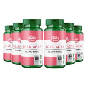 Kit 6x Agar Agar (600mg) 60 Cápsulas Vegetarianas - Unilife