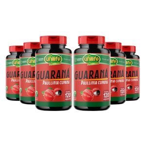 Kit 6x Guaraná (500mg) 120 Cápsulas Vegetarianas - Unilife