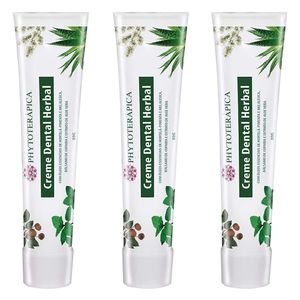 Kit 3x Creme Dental Herbal (Óleos essencais Melaleuca e Hortelã-Pimenta) 80g - Phytoterápica