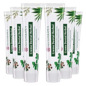 Kit 6x Creme Dental Herbal (Óleos essencais Melaleuca e Hortelã-Pimenta) 80g - Phytoterápica