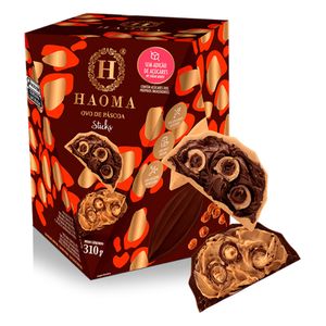 Ovo de Páscoa Sticks Sabor Chocolate Branco e Chocolate 56% Cacau (Sem Açúcar) 310g - Haoma