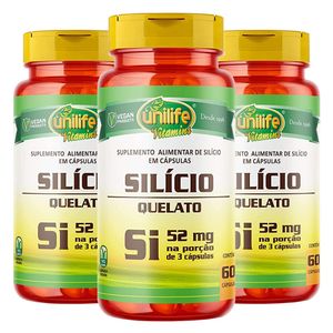 Kit 3x Silício Quelato Si 60 Cápsulas Vegetarianas - Unilife