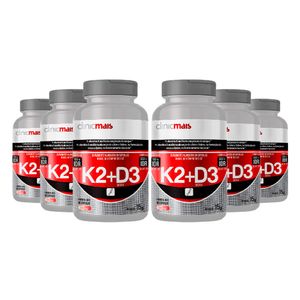 Kit 6x Vitamina K2 + D3 (500mg) 30 Cápsulas - Chá Mais