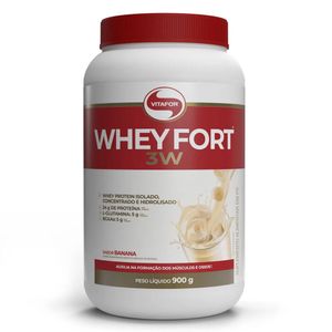 Whey Fort 3W (Proteína de Suero Hidrolizada, Aislada y Concentrada) Sabor Plátano 900g - Vitafor