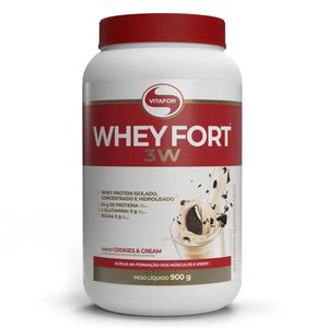 Whey Fort 3W (Proteína de Suero Hidrolizada, Aislada y Concentrada) Sabor Cookies N Cream 900g - Vitafor