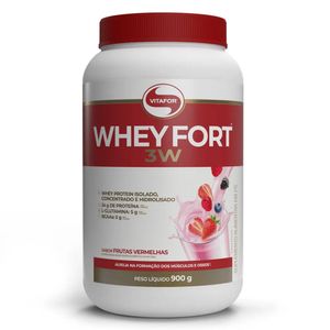 Whey Fort 3W (Proteína de Suero Hidrolizada, Aislada y Concentrada) Sabor Frutos Rojos 900g - Vitafor