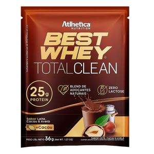 Best Whey Total Clean Sabor Leite, Cacau e Avelã em Sachê de 36g  - Athletica Nutrition