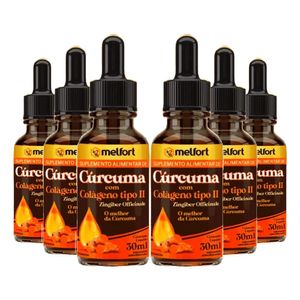 Kit 6x Cúrcuma com Colágeno Tipo II em Gotas 30ml - Melfort