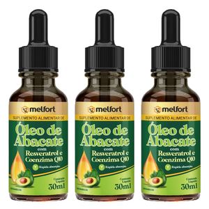 Kit 3x Óleo de Abacate com Resveratrol e Coenzima Q10 em Gotas 30ml - Melfort