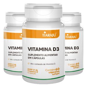 Kit 3x Vitamina D3 (2.000UI) 60 Cápsulas - Tiarajú