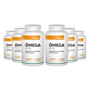 Kit 6x Ômega Plus (Óleo de Cártamo e Óleo de Linhaça Dourada) 60 Cápsulas - Tiarajú