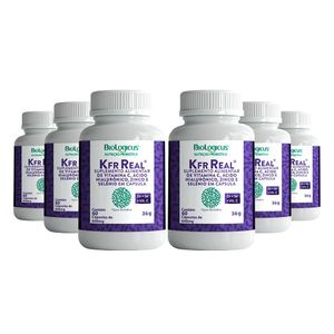 kit 6x Kefir Real Suplemento à Base de Selênio, Zinco, Ácido Hialurônico e Vitamina C 60 Cápsulas - Biologicus