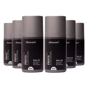 Kit 6x Desodorante Roll-on de Prata Coloidal s/ perfume, álcool e parabenos 55ml - Almacura