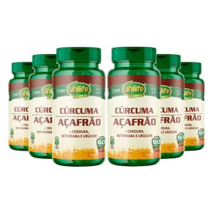 KIt 6x Cúrcuma Açafrão Cenoura Urucum Beterraba (500mg) 60 Cápsulas Vegetarianas - Unilife