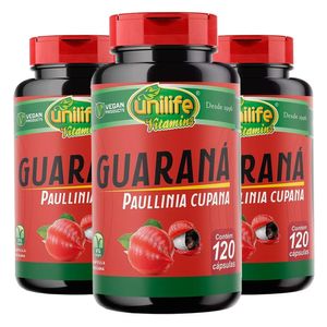 Kit 3x Guaraná (500mg) 120 Cápsulas Vegetarianas - Unilife