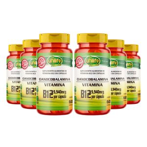 Kit 6x Vitamina B12 Cianocobalamina 60 Cápsulas Vegetarianas - Unilife