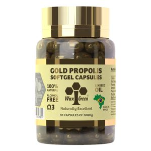 N91-Extrato de Própolis Verde 87% Gold (500mg) 90 Cápsulas - Wax Green