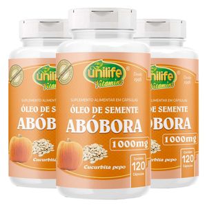 Kit 3x Óleo de Semente de Abóbora (1000mg) 120 Cápsulas - Unilife